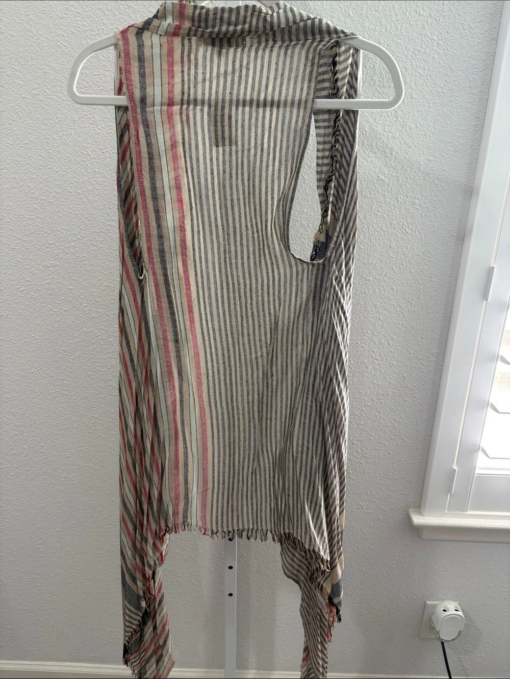 Lightweight Striped Open Front Vest - Neutral Stripe